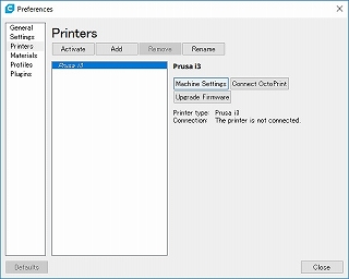 Printer��ʂ�MachineSetting�I��